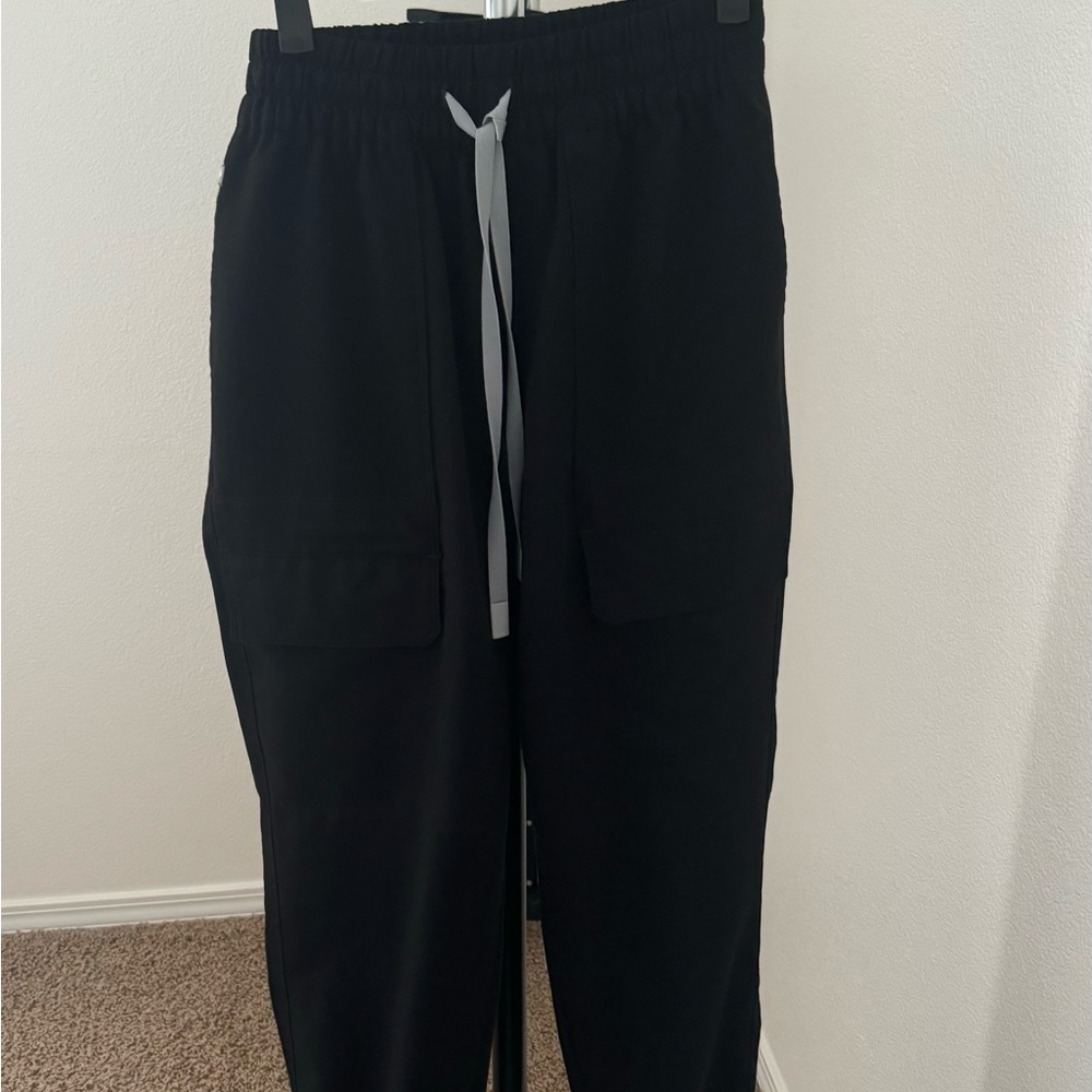 Figs Black Joggers with Gray Drawstring